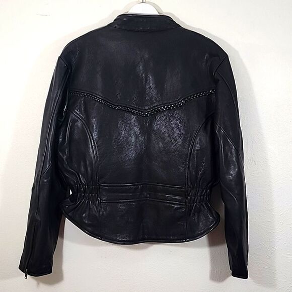 Vintage All-State Leather black jacket fully lined with braided details size XL - Picture 7 of 13